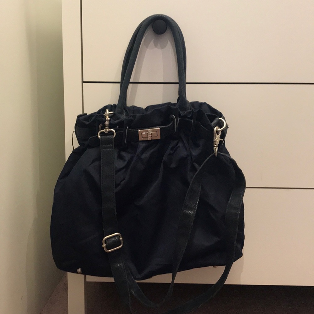 navy Blue “co lab” satchel